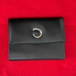 Cartier Panther Leather Trifold Wallet in Black with box